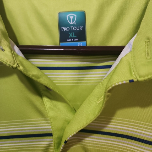 Cool Play Golf Pro Green Striped Men's Polo Shirt - Picture 2 of 9